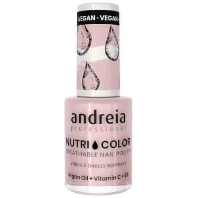Bild av Andreia Professional NutriColor andningsbart nagellack vegansk och grymhetsfri gör det själv med långvarig glansfinish färg NC21 mjölkvärdig rosa 10,5 ml
