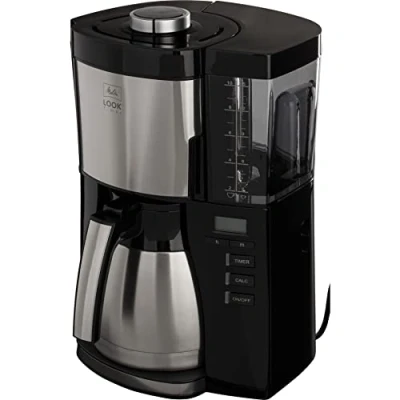 Bild av Melitta Look V Therm Timer, kaffebryggare med okrossbar kanna i rostfritt stål, svart