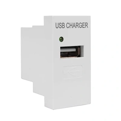 Bild av Maclean MCE727W USB Uttag Laddare Anslutning Upp till 1A Modulärt Vägguttag Infällt Infälld Installation (USB 1A, Vit)