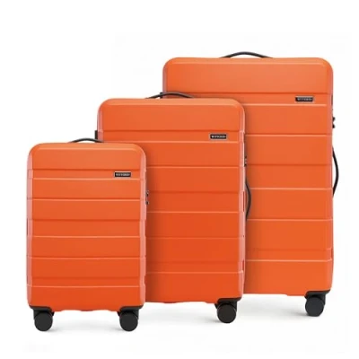 Bild av WITTCHEN COMODO Line hård väska set 3 delar bagagevagn resväska lättvikts transportväska med 4 hjul kombinationslås orange