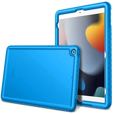 Bild av Fintie Fodral kompatibelt med iPad 9:e generationen (2021)/iPad 8:e (2020)/iPad 7:e (2019) 10,2 tum [Alla hörnskydd] stöttåligt silikonfodral, blå