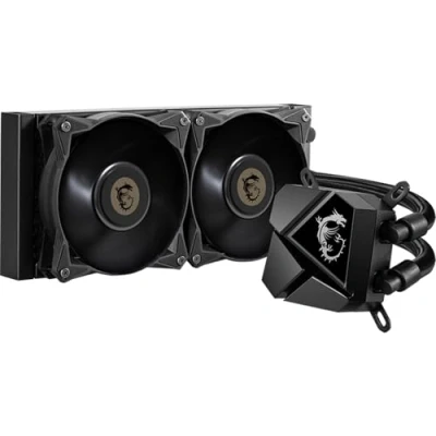 Bild av MSI MAG CORELIQUID P240 AIO CPU vattenkylning, pianolackutseende svart, integrerad fläktpump, avdunstningssäkra slangar, enkel montering AMD &amp; Intel kompatibel