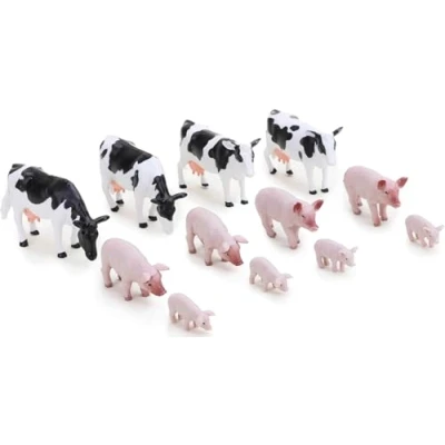 Bild av Toyland® gårdsdjursuppsättning i skala 1:32 Farm Collection Samlarbara bondgårdsdjur (12 DELAR KOR &amp; GRISAR)
