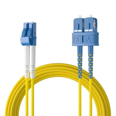 Bild av Fiber Patch Cable LC to SC OS2 10Gb/Gigabit Singlemode Jumper Duplex 9/125 LSZH Optic Cord, Yellow, 1 Meter(3.3ft)