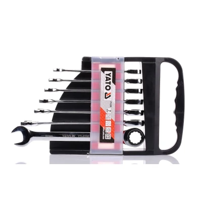 Bild av YATO YT 0208 Kit de clés à fourche et polygonale cliquet 72 7 10, 12, 13, 14, 15, 17, 19 Acier chrome vanadium