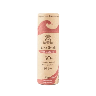 Bild av Suntribe Natural Mineral Zinc Sun Stick SPF 30/30 g, Reef Safe, Mineralisk, Ekologisk Zinksolkräm/Sunstick för Sport &amp; Surf Mycket Vattenresistent Zero Waste Retro Red