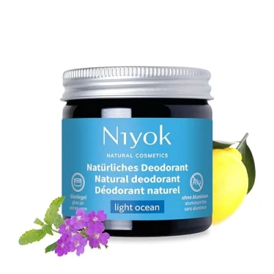 Bild av Niyok® 2 i 1 anti perspirant deodorant kräm &quot;Light Ocean&quot; (40 ml) Naturlig utan aluminium 24 timmar skydd mot lukt och svett unisex Fast vegansk