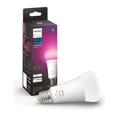 Bild av Philips Hue White and Color Ambiance ljuskälla E27, LED 15W, 1600 lumen, Zigbee &amp; BT, 2200 6500 Kelvin + 16 miljoner färger, röststyrning via Amazon Alexa, Google Home Assistant och Siri