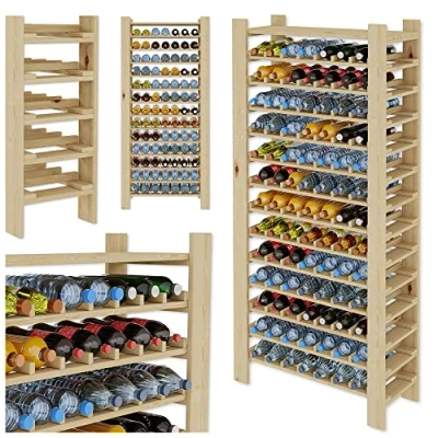 Bild av Lenmar Serie RW vinställ av trä för flaskor, ljus beige, vin, flaskhylla, källarhylla, hyllor, flaskhållare, vinställ, vinskåp (RW 5 2, 110 x 80 26,556 flaskor)