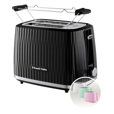 Bild av Russell Hobbs 2 skivor (6 rostningsnivåer, höglyftsfunktion, inställningar för fryst bröd, uppvärmning och stoppfunktion, uppvärmningsgaller ingår, texturerad exteriör) Eden svart 27371 56