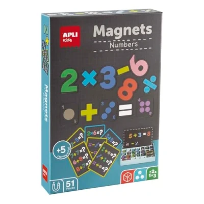 Bild av APLI Kids 19444 Magnets Numbers_ Magnetiskt nummerset med bräda och chips för att introducera sig till världen av matematiska pedagogiska magneter barn från 5 år