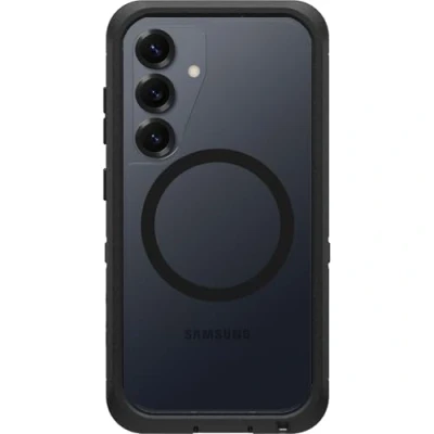 Bild av OtterBox Defender Series XT Clear MagSafe skal med magneter för Samsung Galaxy S25 MagSafe, extra stöttåligt, fallsäkert, skyddande skal, testad till militärstandard x7, Klar/Svart