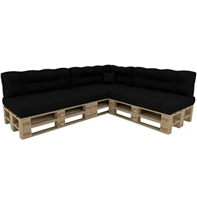 Bild av POKAR pallkuddar pallsoffa 8 delat set: sittdyna 120 x 80 ryggstöd 40, svart