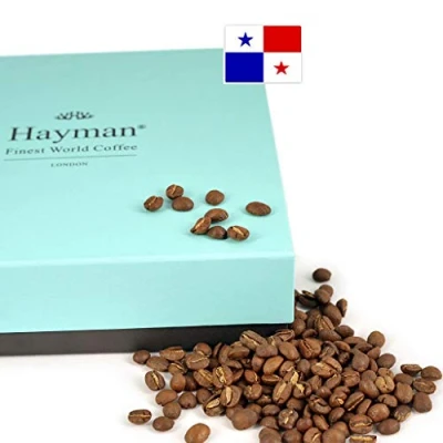 Bild av Hayman Coffee, 100 % Panama Geisha kaffebönor, hela bönor kaffe medelrostat, färska kaffebönor (Kartong med gram)