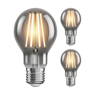 Bild av ledscom.de 3 st E27 LED lampa, A60, extra varmvit (1800 K), 7,5 W, 370lm, rökt glas