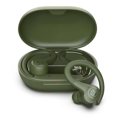 Bild av JLab Go Air Sport+ Löparhörlurar Äkta trådlösa Bluetooth Hörlurar, Öronkrokar för Sport &amp; Gym, 35+ Timmars Speltid In Ear, IP55 Svettresistenta, Be Aware läge, Grön