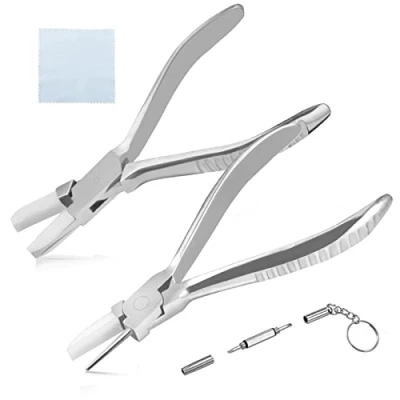 Bild av SPEEDWOX Glasögonbågar tång 15 cm rund näsa nylonkäke och platt justerande glasögon armar ram 2 delar set reparation monteringsverktyg näsdynor armtång
