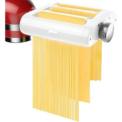 Bild av BFYLIN Pastatillbehör för KitchenAid stående mixer, pastamaskin, tillbehör, 3 i 1 set, pastafäste, spagettiskärare, fettuccineskärare, pasta, tillbehör med pastarulle