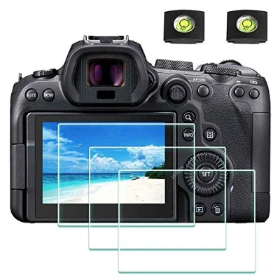 Bild av ULBTER Skärmskydd för Canon EOS R7 R6 kamera och heta skoskydd [2+3 pack] EOSR6 EOSR7 härdat glas Flim 0,3 mm 9H hårdhet anti skrapning bubbla