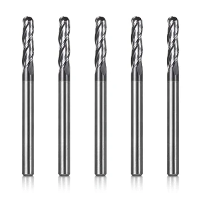 Bild av Genmitsu 5 st kulnosändfräsar CNC överfräsar, 1/8&quot; skaft volframstål fräs med 3 flöjtsskärningsbitssats, 1 1/2&quot; total längd TiAlN belagd, 3BNB05