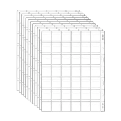 Bild av QWORK® 12 ark myntsamlarsidor, myntficka för myntalbum, 9 hål, 42 fack, 29 x mm