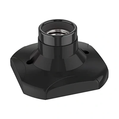 Bild av ledscom.de Taklampa/lamphållare ELEKTRA, porslin, svart, 1x E27 max. 60W, energisparsockel, rumsaccenter, högglans, plast, kantig, snabb montering, utbytbar, Led, taklampa