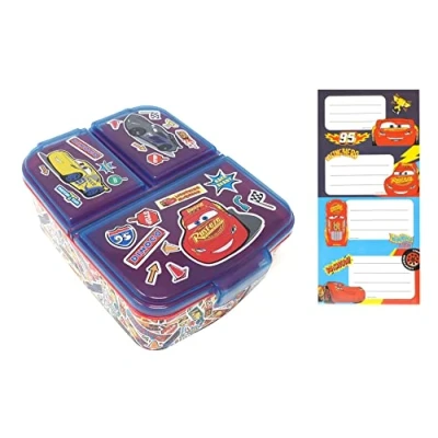 Bild av Theonoi Lunchlåda för barn, matlåda, smörgåslåda med fack, förskola, av BPA fri plast (Bilar)