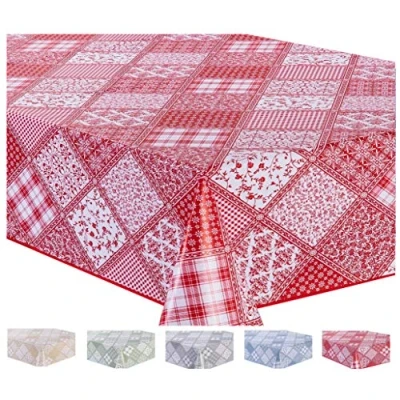 Bild av Home Direct bordsduk vaxduk PVC rektangulär 140 x 180 cm röd
