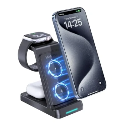 Bild av MANKIW laddningsstation för Apple Watch och iPhone, 3 i 1 iPhone 15/14/13/12/11/X serien, 7/6/5/4/3/2/SE, AirPods 3/2/Pro