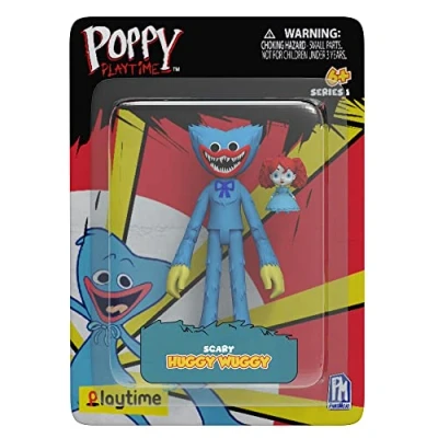 Bild av Bizak Poppy Playtime 13 cm Huggy Wuggy Scary ledad actionfigur, kommer med videospel tillbehör, olika karaktärer att samla, från 6 år (64230014)