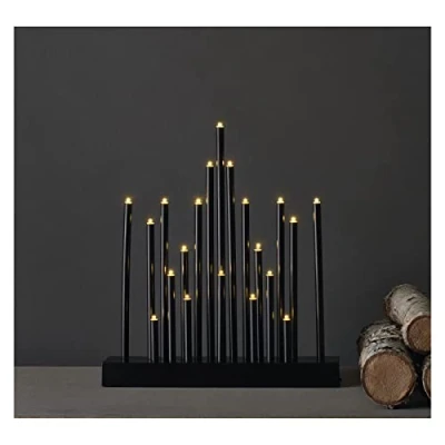 Bild av EMOS LED ljusstake med 20 ljus i stjärneffekt, svart, batteridriven 3 x AA, inomhus IP20, 6/18 h timerfunktion, 27, 5 25 cm, DCAW04