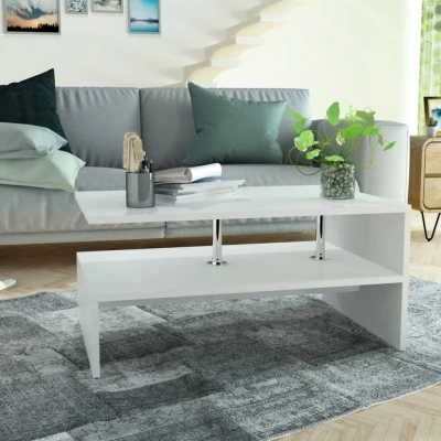 Bild av vidaXL Soffbord TV Bord Sidobord Lågbord Tebord Träbord Vardagsrumsbord Hartsbord Kaffebord för Vardagsrummet Vit Spånskiva