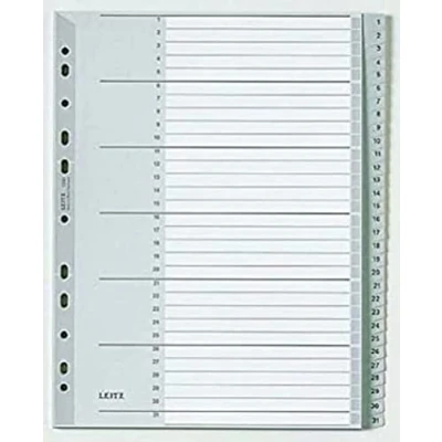 Bild av Leitz Avdelare 31 delar förtryckt: 1 för A4 (210 x 297 mm) tabbad grå