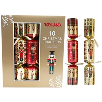 Bild av Toyland® Uppsättning av 10 stora lyxiga kex nötknäppare &amp; tartan design julbordsdekorationer
