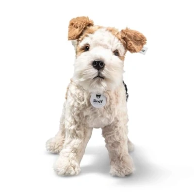 Bild av Steiff Foxy Foxterrier 32 cm färgglad, sött mjukisdjur med plastögon, gjord av gosig mjuk plysch, leksak för barn, pojkar och flickor, tvättbar i maskin