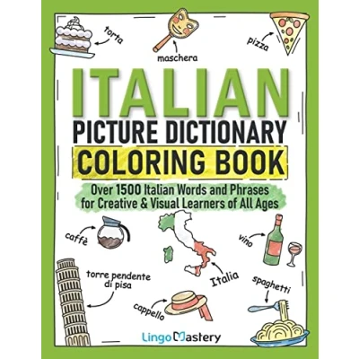 Bild av Italian Picture Dictionary Coloring Book: Over 1500 Words and Phrases for Creative &amp; Visual Learners of All Ages