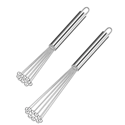 Bild av 2 stycken rostfria kulor för kök, visp, set av rostfritt stål, liten boll, set, tråd, äggvisp, matlagning, blandning, omrörning (2 stycken)
