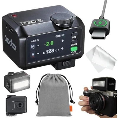 Bild av GODOX IT30PRO S kamera blixt, IT30PROS mini blixtar, TTL HSS 1/8 000s kompatibel med Sony Alpha A9 III a7III a7CII a7IV a7C a7RV a7 a7SIII a6700 a6400 A6600 ZV E10 II ZV1 a 6100 Svart