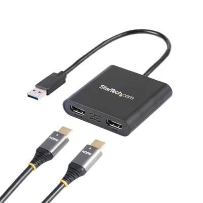 Bild av StarTech.com USB32HD2 USB 3.0 till Dual HDMI Adapter, Svart, 31.5 x 6.6 1.5 cm