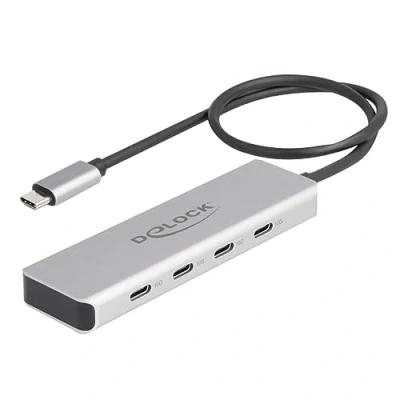 Bild av DeLOCK Hub 10 Gbps with 35 cm Connection Cable 4 Ports USB porte Grey
