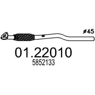 Bild av MTS 01.22010 Tuyau d&#039;échappement 1280 avant pour silencieux au milieu OPEL: Astra G Berline, H GTC, 3/5 portes