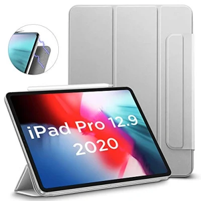 Bild av ESR Hülle kompatibel med iPad Pro 12,9 tum 2020, praktischer Magnetverschluss [Unterstützt Apple Pencil Koppeln &amp; Laden] Trifold Standhülle, Smart Case, Auto Schlaf /Weckfunktion Silbergrau