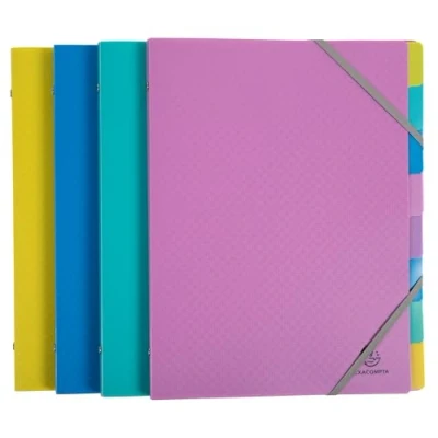 Bild av Exacompta Ref 56190E kartong med 8 sorterare för Forever Young 3 flikar gummiband omslag och insida av återvunnen polypropen fack 25 x 32 cm A4 format diverse