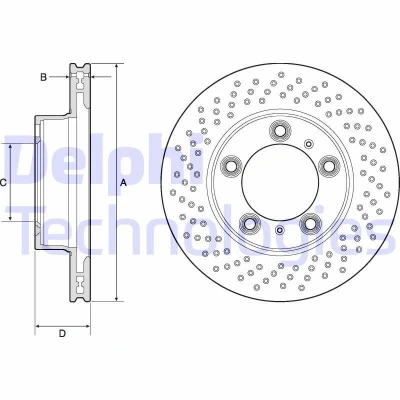 Bild av DELPHI BG4769C Disque de frein 298 24 5 ventilé revêtu à haute teneur en carbone sans roulement roue, bague ABS PORSCHE: Cayman, Boxster