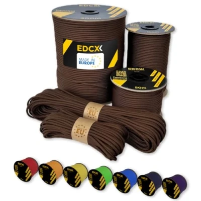 Bild av EdcX Paracord 4 mm, 35+ solida färger (15m, 30m, 50m, 100m, 300m) Idealisk för hantverk, gör det själv, camping 100% nylonrep 4mm Tactical Cord 550 Typ III