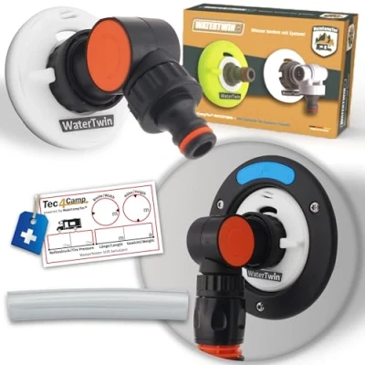 Bild av MaJoCompTec® WATERTWIN tanklock med vattenanslutning vattentanklock, påfyllningsadapter för vattenfyllningsstutar husvagn tillbehör (flexversion, adapter 3 stifts D:78)