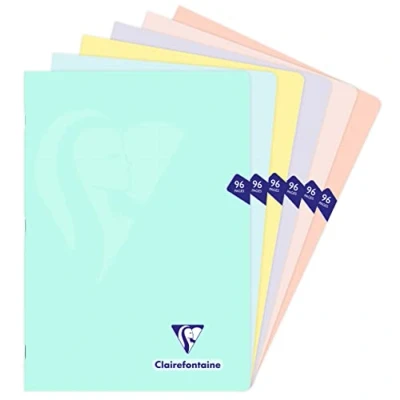Bild av Clairefontaine 308162C Un Cahier Agrafé Mimesys PASTEL A4 21x29,7 cm 96 Pages Petits Carreaux Papier Blanc 90 g Couverture Polypro Opaque Couleur Aléatoire