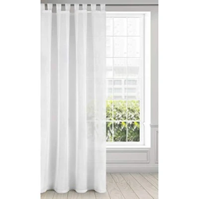 Bild av Eurofirany Lucy Voile, genomskinlig gardin med öglor, 1 enhet, sovrum, vardagsrum, kök, polyester, grädde, 140 x 250 cm