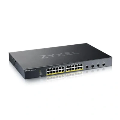Bild av Zyxel 24 Port Gigabit Ethernet Smart managed PoE+ Switch with 375 Watt Budget and 4 10G SFP+ Slots, Hybrid Cloud mode [XGS1935 28HP]