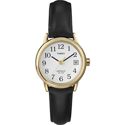 Bild av Timex Easy Reader kvinnors 25mm läderrem datum fönster klocka T2H341